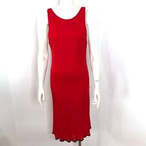 Yolanda Lorente 100% Silk Small A-Line Lined Dress Scallop Red PLS READ HRJ